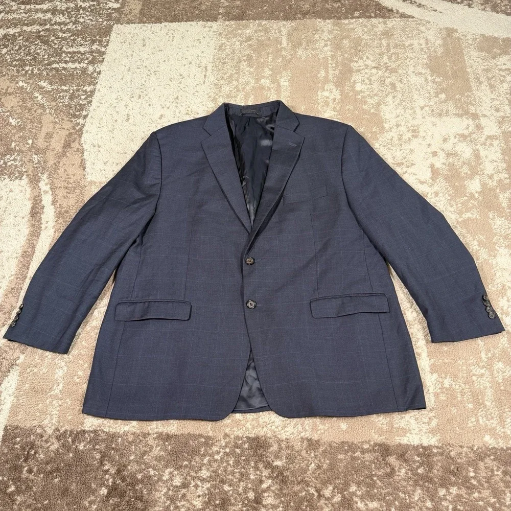 Lauren Ralph Lauren Blue Windowpane Suit Jacket Mens 50R Sport Coat Blazer